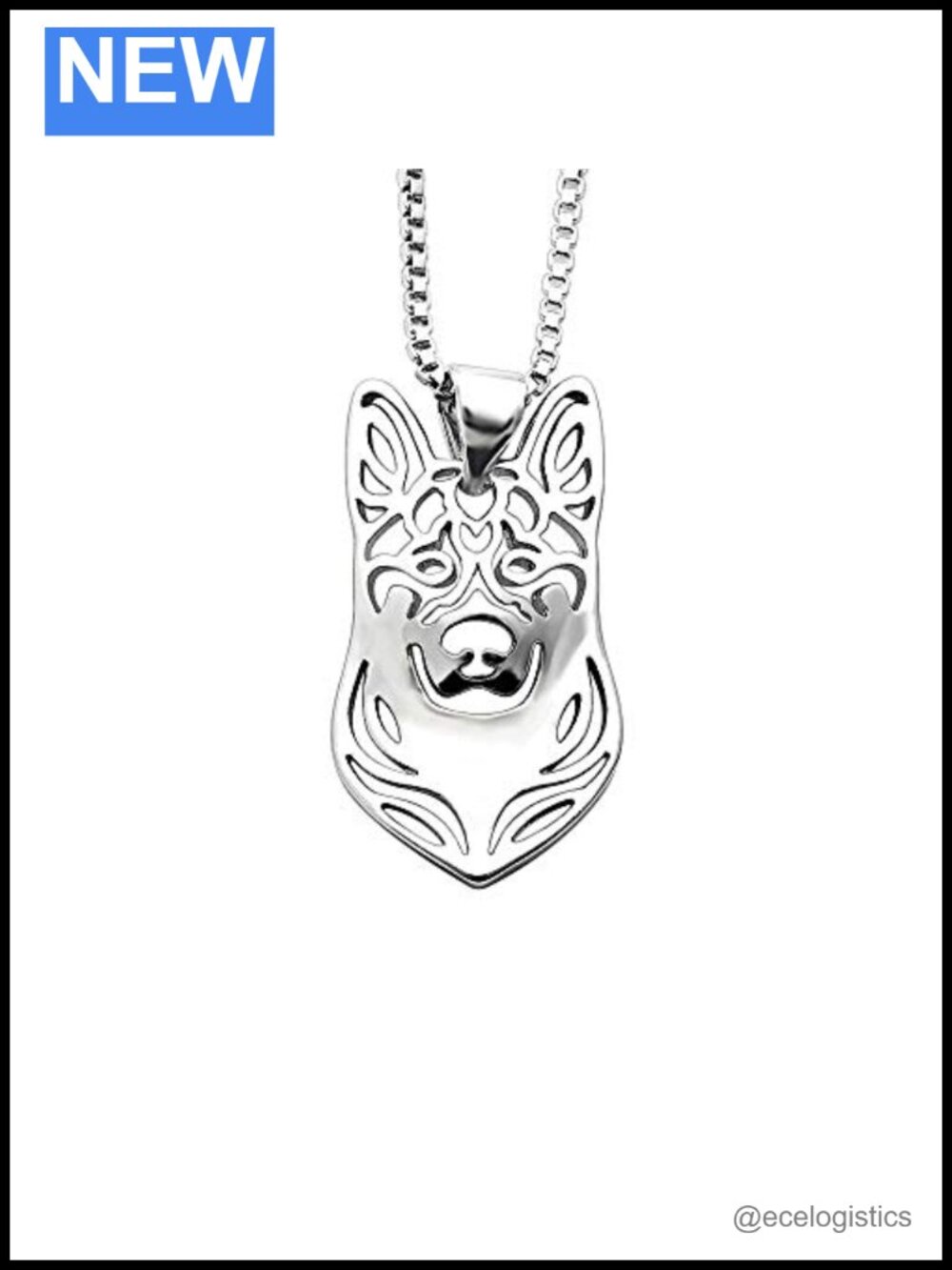 Sterling Silver German Shepherd Pendant Necklace for Women